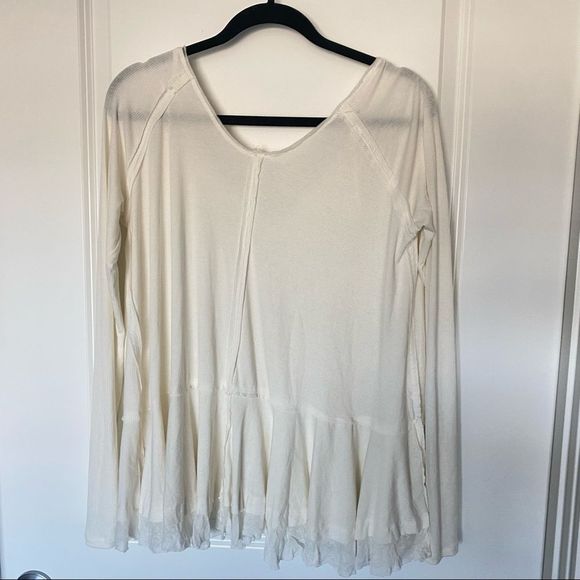 NWOT Free People Tangerine Long Sleeve Tee - White SIZE M - Picture 9 of 9